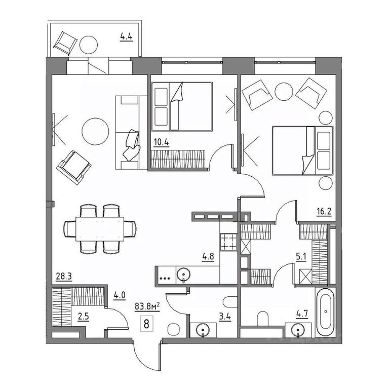 2-BD Apartment Sale, 83.8平方米 at Rezidentsiya 15, Sosnovaya ulitsa, District of Rastorguevo, Vidnoye, Leninskiy City District, Moscow Region, Russia #1 2-BD Apartment Sale, 83.8平方米 at Rezidentsiya 15, Sosnovaya ulitsa, District of Rastorguevo, Vidnoye, Leninskiy City District, Moscow Region, Russia #1