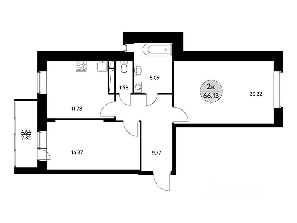 1-BD Apartment Sale, 66.13平方米 at Solnechnaya dolina, Fryanovskoye shosse, 64к1, Schyolkovo, Moscow Region, Russia #1 1-BD Apartment Sale, 66.13平方米 at Solnechnaya dolina, Fryanovskoye shosse, 64к1, Schyolkovo, Moscow Region, Russia #1
