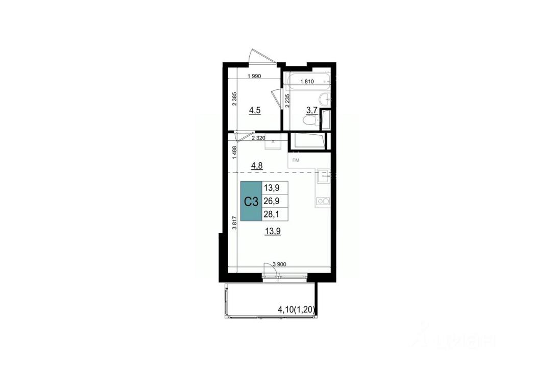 Apartment Sale, 28.1 sq. m. at Mikrorayon 6 6A, 6A mikrorayon, Odintsovo, Moscow Region, Russia #1