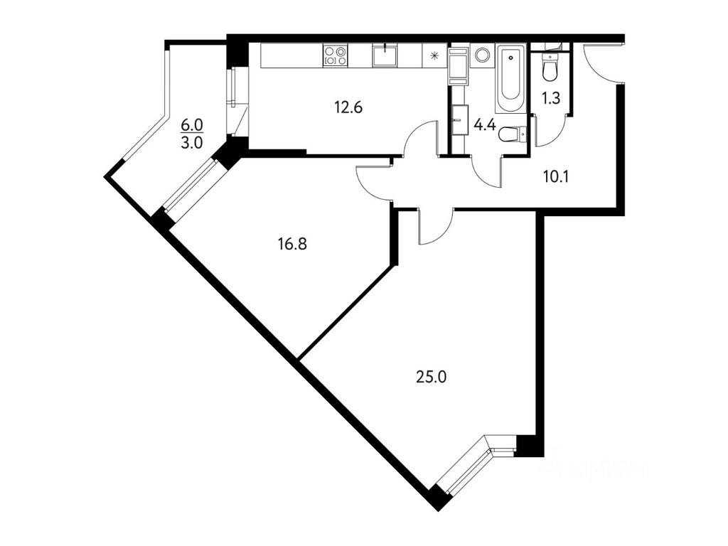 1-BD Apartment Sale, 75平方米 at Solnechny Park, zhiloy kompleks Solnechny park, Schyolkovo, Moscow Region, Russia #1