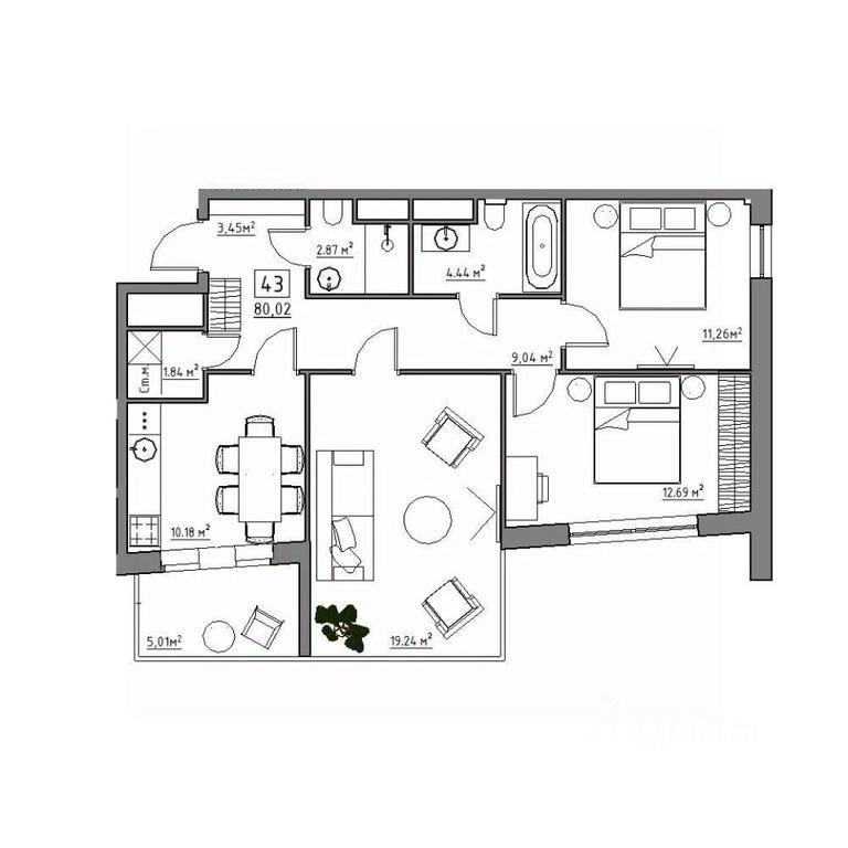 2-BD Apartment Sale, 80.02平方米 at Rezidentsiya 15, Sosnovaya ulitsa, District of Rastorguevo, Vidnoye, Leninskiy City District, Moscow Region, Russia #1 2-BD Apartment Sale, 80.02平方米 at Rezidentsiya 15, Sosnovaya ulitsa, District of Rastorguevo, Vidnoye, Leninskiy City District, Moscow Region, Russia #1