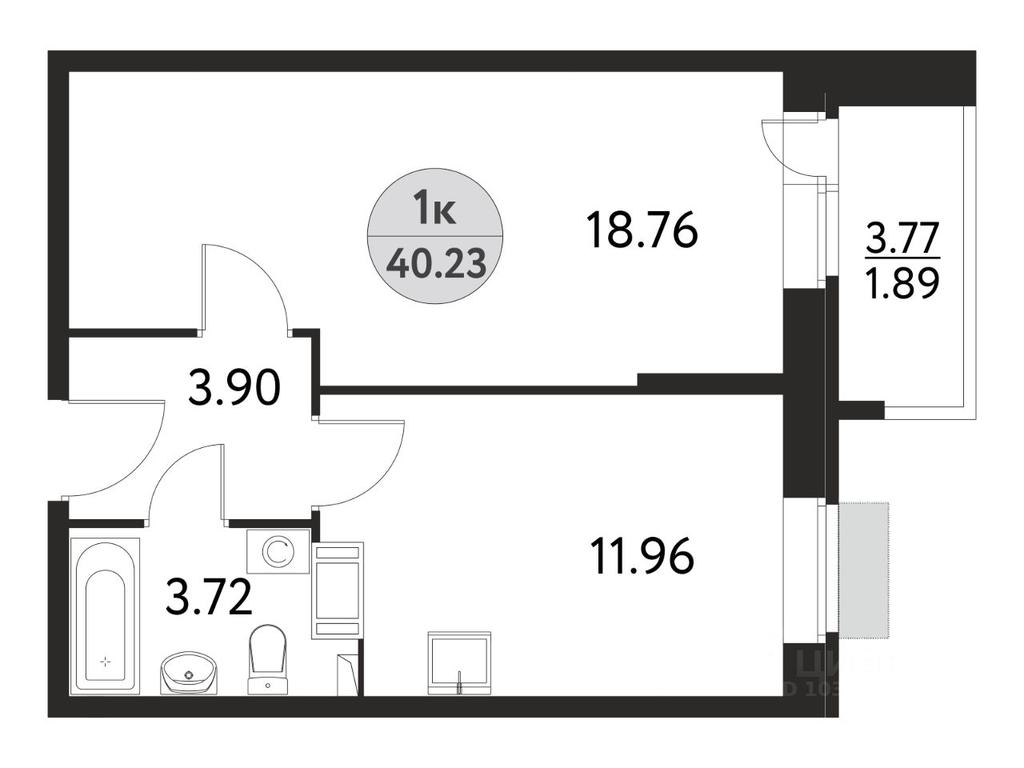 Apartment Sale, 40.23平方米 at Dom na Sirenevoy, Polevaya ulitsa, Schyolkovo, Moscow Region, Russia #1