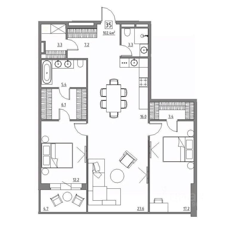 2-BD Apartment Sale, 102.4平方米 at Rezidentsiya 15, Sosnovaya ulitsa, District of Rastorguevo, Vidnoye, Leninskiy City District, Moscow Region, Russia #1 2-BD Apartment Sale, 102.4平方米 at Rezidentsiya 15, Sosnovaya ulitsa, District of Rastorguevo, Vidnoye, Leninskiy City District, Moscow Region, Russia #1