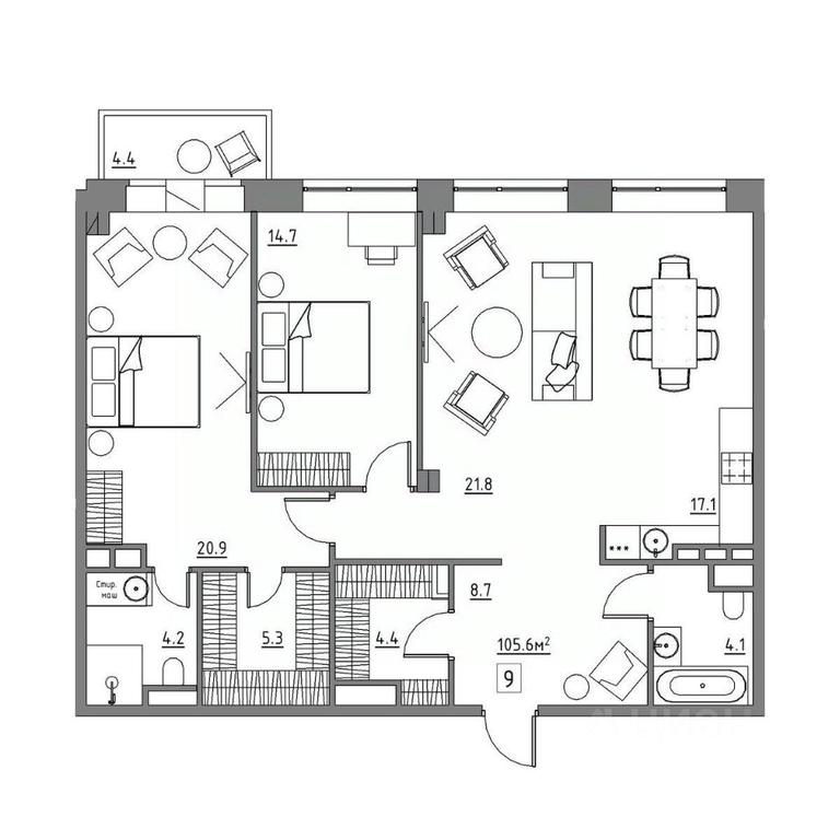 2-BD Apartment Sale, 105.6平方米 at Rezidentsiya 15, Sosnovaya ulitsa, District of Rastorguevo, Vidnoye, Leninskiy City District, Moscow Region, Russia #1 2-BD Apartment Sale, 105.6平方米 at Rezidentsiya 15, Sosnovaya ulitsa, District of Rastorguevo, Vidnoye, Leninskiy City District, Moscow Region, Russia #1