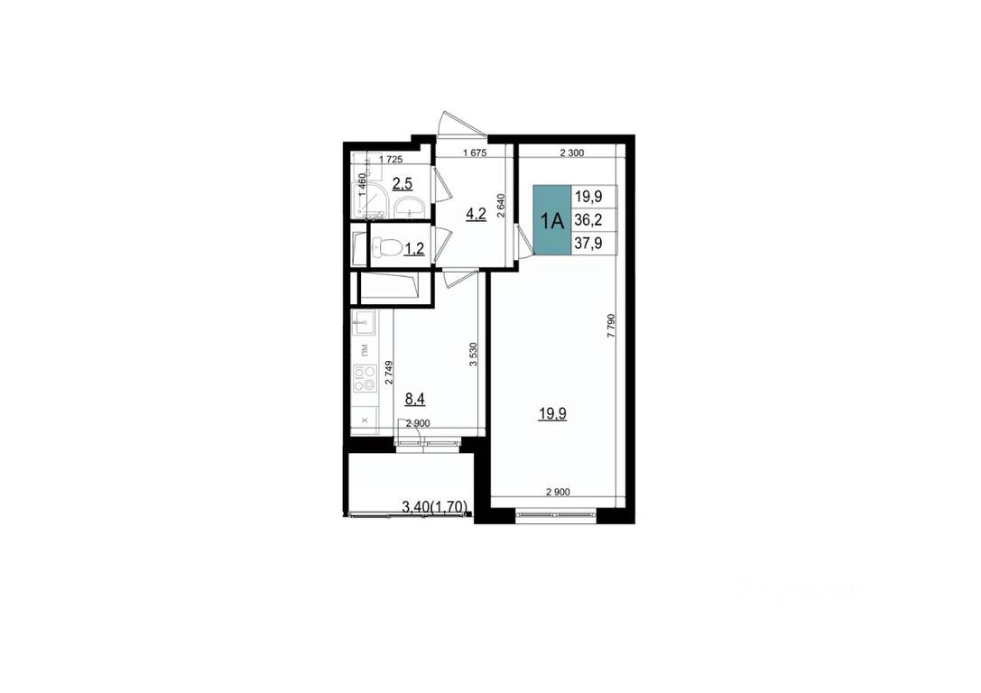 Apartment Sale, 37.9 sq. m. at Mikrorayon 6 6A, 6A mikrorayon, Odintsovo, Moscow Region, Russia #1