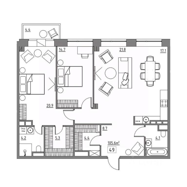 2-BD Apartment Sale, 105.6平方米 at Rezidentsiya 15, Sosnovaya ulitsa, District of Rastorguevo, Vidnoye, Leninskiy City District, Moscow Region, Russia #1 2-BD Apartment Sale, 105.6平方米 at Rezidentsiya 15, Sosnovaya ulitsa, District of Rastorguevo, Vidnoye, Leninskiy City District, Moscow Region, Russia #1