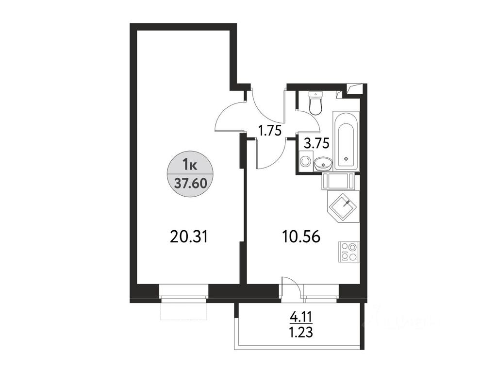 Apartment Sale, 37.6 sq. m. at Dom na Sirenevoy, Polevaya ulitsa, Schyolkovo, Moscow Region, Russia #1