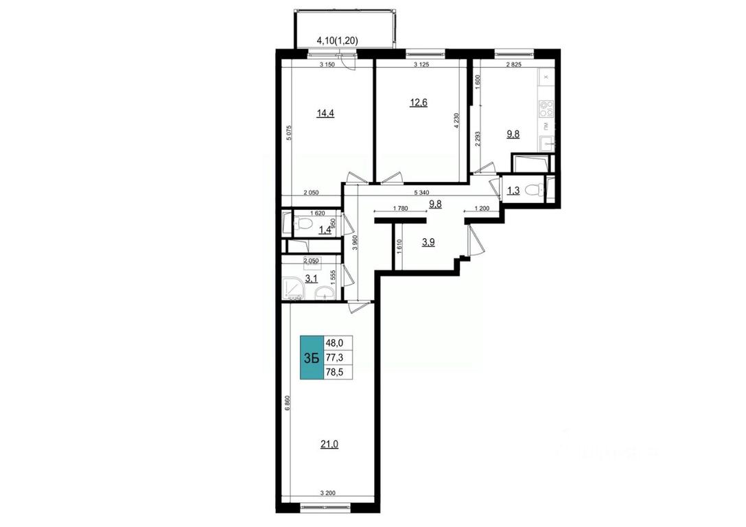 2-BD Apartment Sale, 78.5 sq. m. at Mikrorayon 6 6A, 6A mikrorayon, Odintsovo, Moscow Region, Russia #1 2-BD Apartment Sale, 78.5 sq. m. at Mikrorayon 6 6A, 6A mikrorayon, Odintsovo, Moscow Region, Russia #1