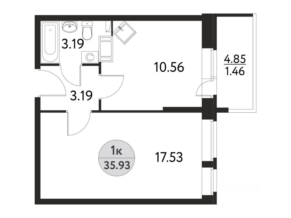 Apartment Sale, 35.93平方米 at Dom na Sirenevoy, Polevaya ulitsa, Schyolkovo, Moscow Region, Russia #1