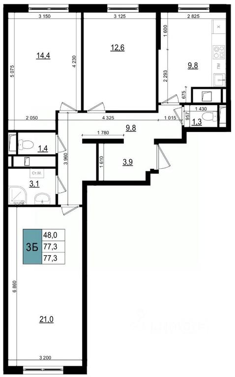 2-BD Apartment Sale, 78.5 sq. m. at Mikrorayon 6 6A, 6A mikrorayon, Odintsovo, Moscow Region, Russia #2 2-BD Apartment Sale, 78.5 sq. m. at Mikrorayon 6 6A, 6A mikrorayon, Odintsovo, Moscow Region, Russia #2