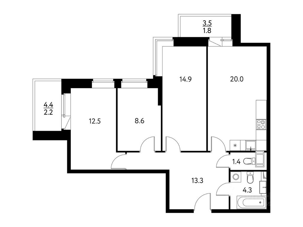 2-BD Apartment Sale, 80.6平方米 at Solnechny Park, zhiloy kompleks Solnechny park, Schyolkovo, Moscow Region, Russia #1 2-BD Apartment Sale, 80.6平方米 at Solnechny Park, zhiloy kompleks Solnechny park, Schyolkovo, Moscow Region, Russia #1