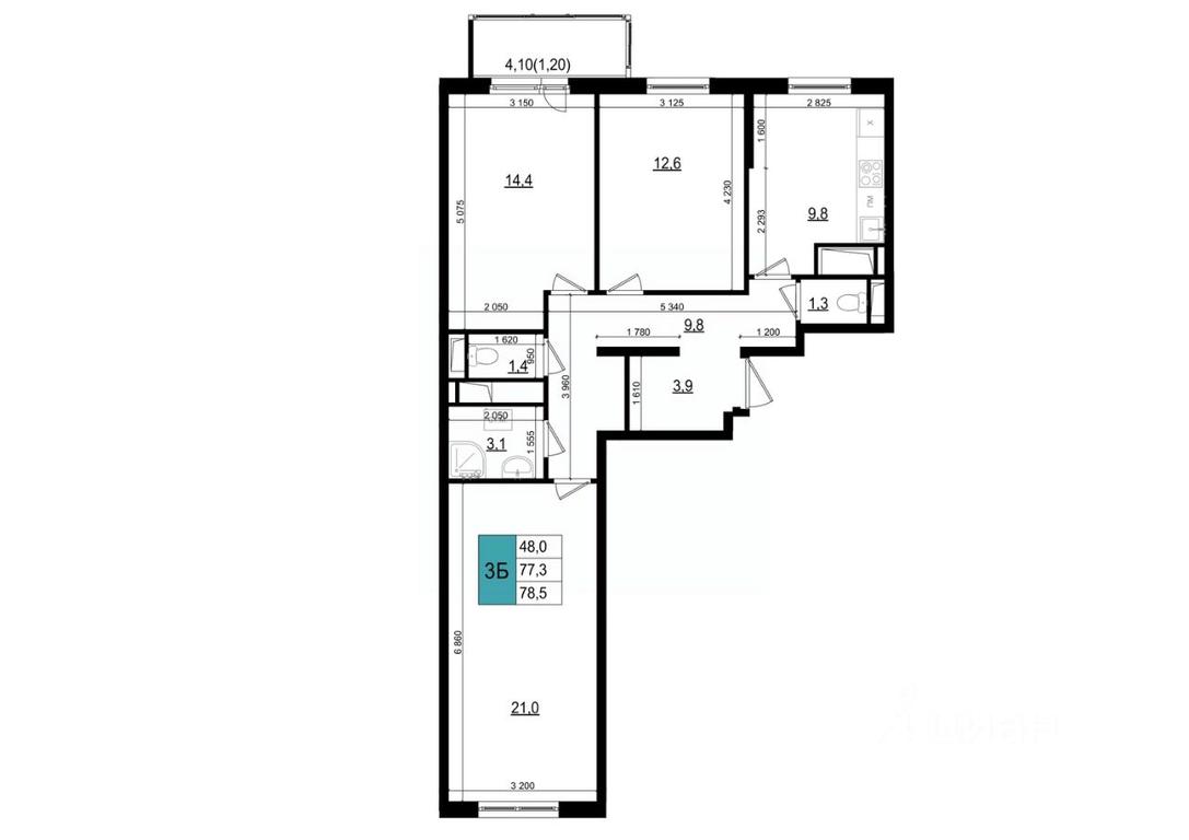 2-BD Apartment Sale, 78.5 sq. m. at Mikrorayon 6 6A, 6A mikrorayon, Odintsovo, Moscow Region, Russia #1 2-BD Apartment Sale, 78.5 sq. m. at Mikrorayon 6 6A, 6A mikrorayon, Odintsovo, Moscow Region, Russia #1