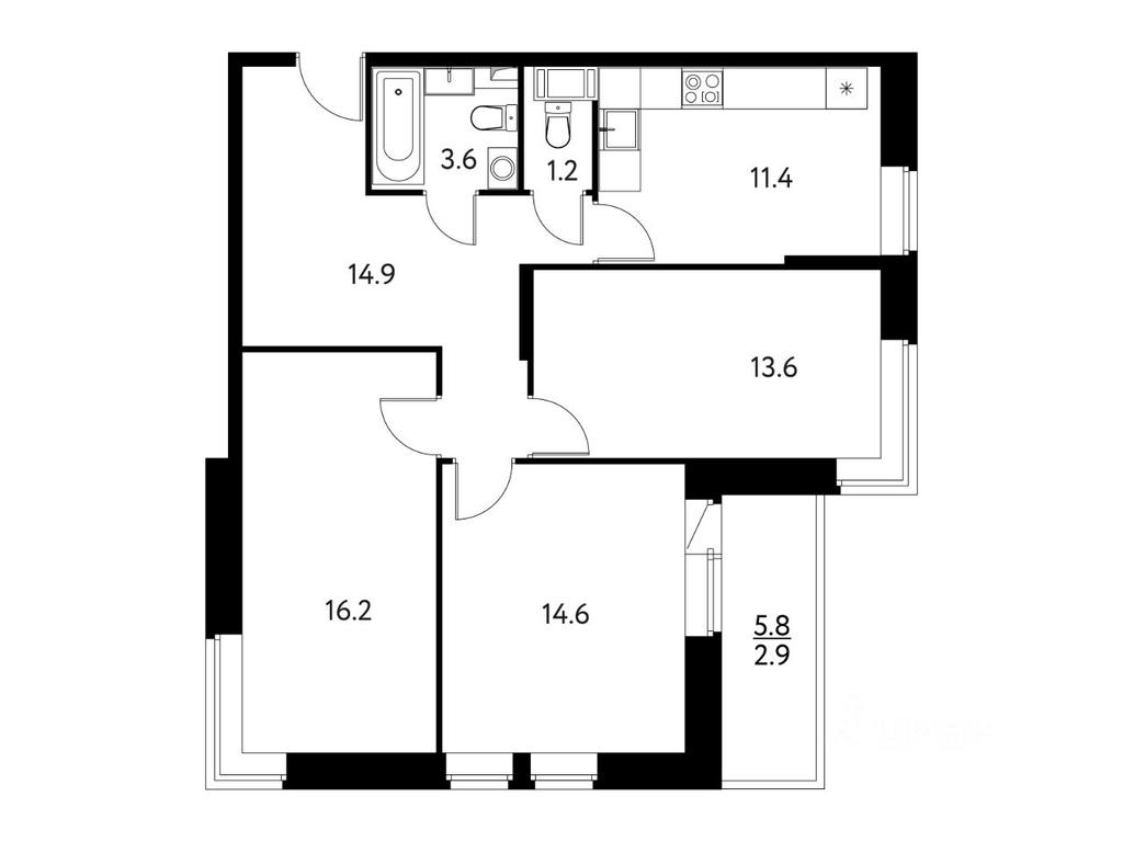 2-BD Apartment Sale, 79.7平方米 at Solnechny Park, zhiloy kompleks Solnechny park, Schyolkovo, Moscow Region, Russia #1 2-BD Apartment Sale, 79.7平方米 at Solnechny Park, zhiloy kompleks Solnechny park, Schyolkovo, Moscow Region, Russia #1