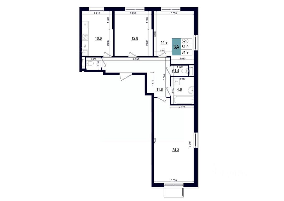 2-BD Apartment Sale, 81.9 sq. m. at Mikrorayon 6 6A, 6A mikrorayon, Odintsovo, Moscow Region, Russia #1 2-BD Apartment Sale, 81.9 sq. m. at Mikrorayon 6 6A, 6A mikrorayon, Odintsovo, Moscow Region, Russia #1