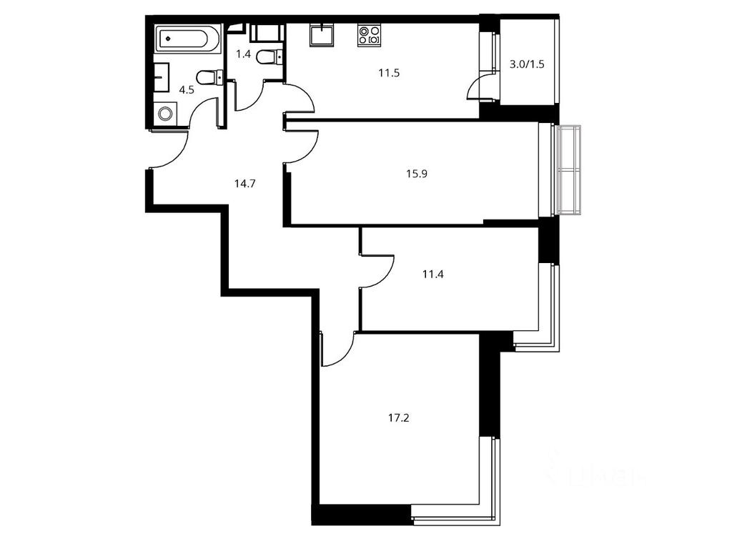 2-BD Apartment Sale, 79.5 sq. m. at Solnechny Park, zhiloy kompleks Solnechny park, Schyolkovo, Moscow Region, Russia #1 2-BD Apartment Sale, 79.5 sq. m. at Solnechny Park, zhiloy kompleks Solnechny park, Schyolkovo, Moscow Region, Russia #1