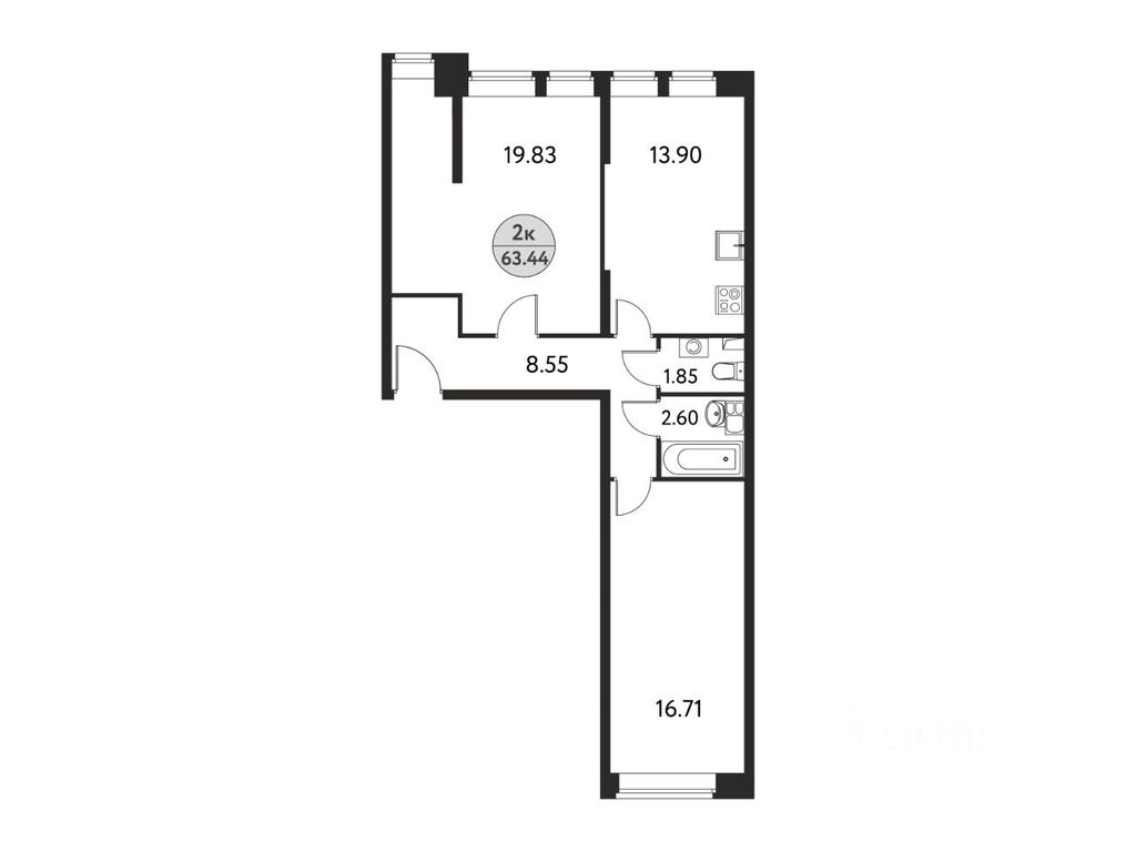 1-BD Apartment Sale, 63.44平方米 at Dom na Sirenevoy, Polevaya ulitsa, Schyolkovo, Moscow Region, Russia #1 1-BD Apartment Sale, 63.44平方米 at Dom na Sirenevoy, Polevaya ulitsa, Schyolkovo, Moscow Region, Russia #1