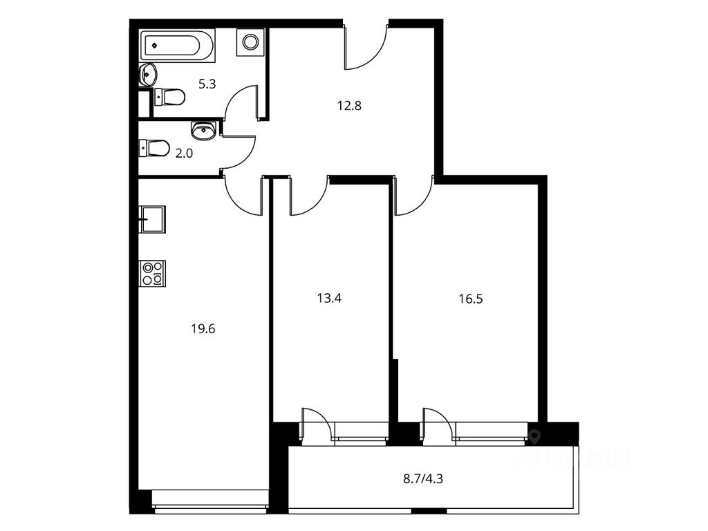 1-BD Apartment Sale, 75 sq. m. at Solnechny Park, zhiloy kompleks Solnechny park, Schyolkovo, Moscow Region, Russia #1