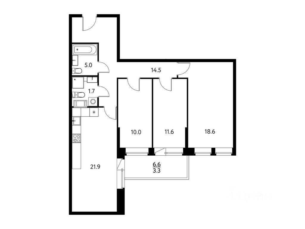 2-BD Apartment Sale, 88.2 sq. m. at Solnechny Park, zhiloy kompleks Solnechny park, Schyolkovo, Moscow Region, Russia #1