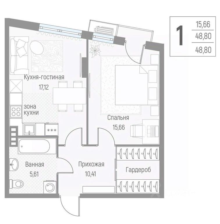 Apartment Sale, 48.8 sq. m. at Elyon, zhiloy kompleks Elyon, derevnya Kryukovo, Odintsovskiy Urban District, Moscow Region, Russia #1 Apartment Sale, 48.8 sq. m. at Elyon, zhiloy kompleks Elyon, derevnya Kryukovo, Odintsovskiy Urban District, Moscow Region, Russia #1