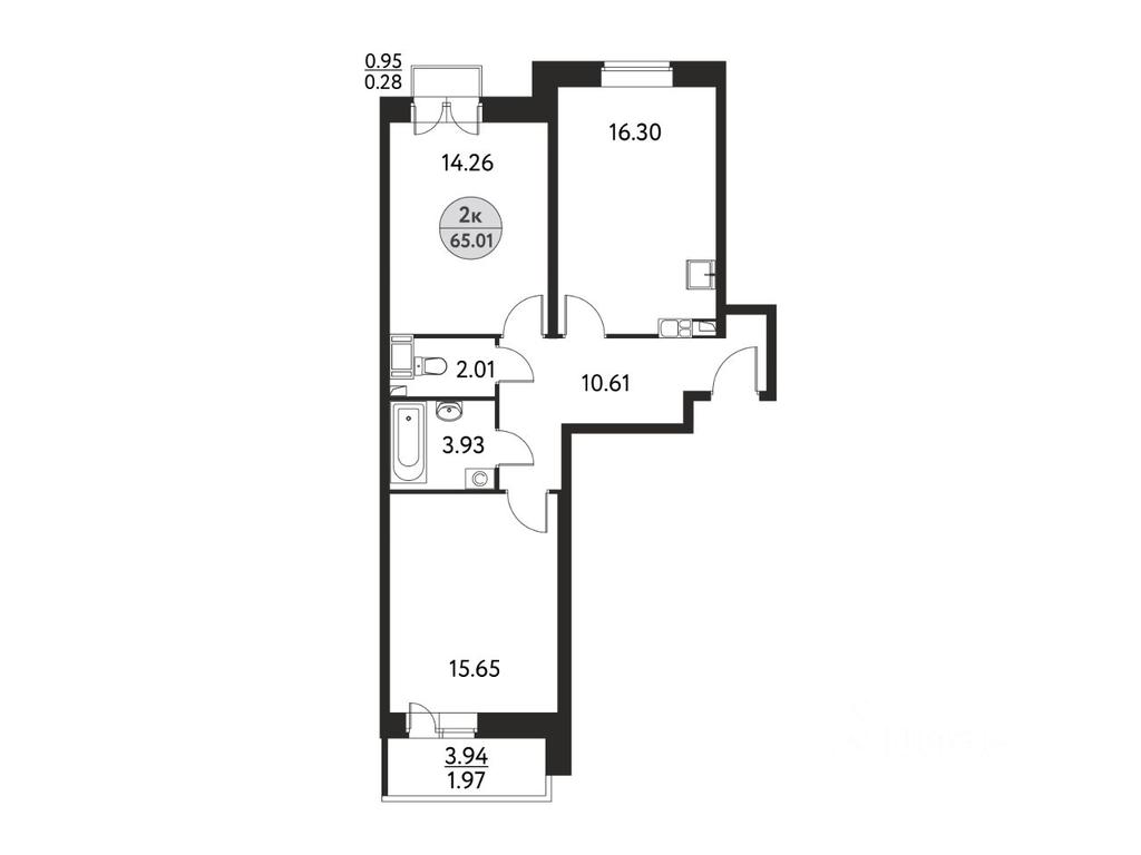 1-BD Apartment Sale, 65.01平方米 at Dom na Sirenevoy, Polevaya ulitsa, Schyolkovo, Moscow Region, Russia #1