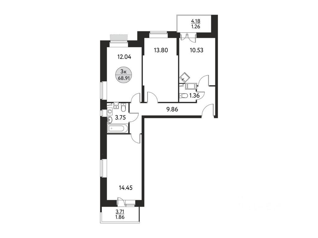 2-BD Apartment Sale, 68.91 sq. m. at Dom na Sirenevoy, Polevaya ulitsa, Schyolkovo, Moscow Region, Russia #1 2-BD Apartment Sale, 68.91 sq. m. at Dom na Sirenevoy, Polevaya ulitsa, Schyolkovo, Moscow Region, Russia #1