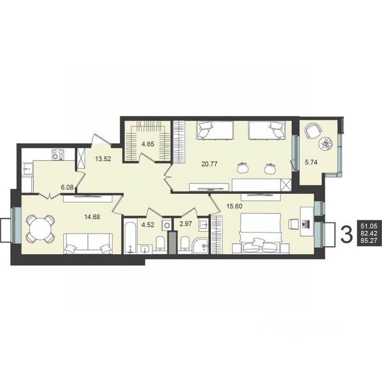 2-BD Apartment Sale, 85.27 sq. m. at Mishino-2, Ozyornaya Street, Khimki, Moscow Region, Russia #2 2-BD Apartment Sale, 85.27 sq. m. at Mishino-2, Ozyornaya Street, Khimki, Moscow Region, Russia #2