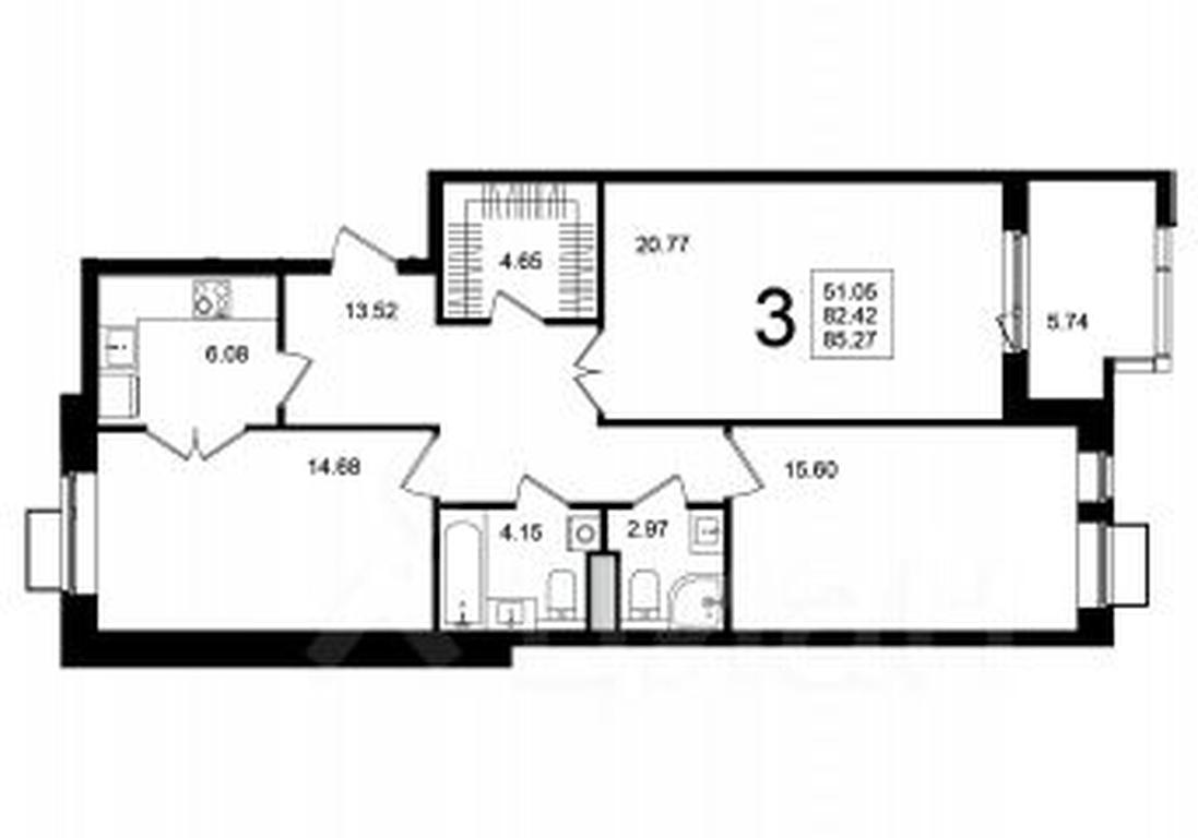 2-BD Apartment Sale, 85.27 sq. m. at Mishino-2, Ozyornaya Street, Khimki, Moscow Region, Russia #1 2-BD Apartment Sale, 85.27 sq. m. at Mishino-2, Ozyornaya Street, Khimki, Moscow Region, Russia #1
