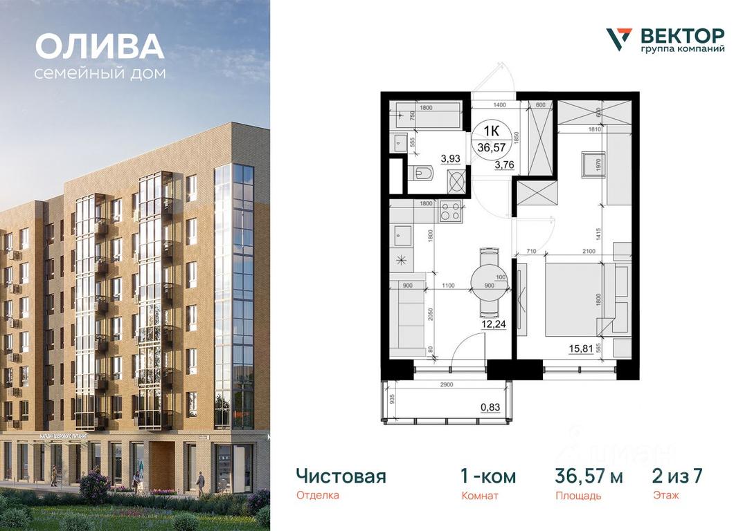 Apartment Sale, 36.57 sq. m. at Oliva, Molodezhnaya Street, dachny posyolok Lesnoy Gorodok, Odintsovskiy Urban District, Moscow Region, Russia #1