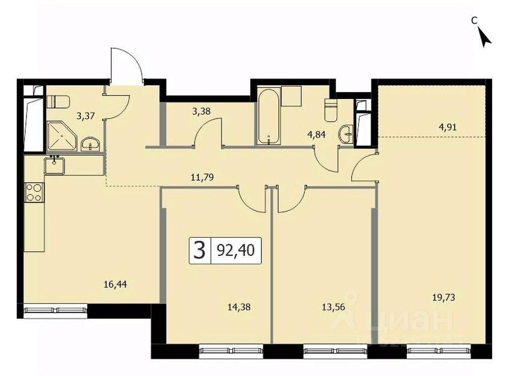 2-BD Apartment Sale, 92.3 sq. m. at SELF (Self), 3rd Grazhdanskaya Street, 35, Moscow, Russia #1 2-BD Apartment Sale, 92.3 sq. m. at SELF (Self), 3rd Grazhdanskaya Street, 35, Moscow, Russia #1