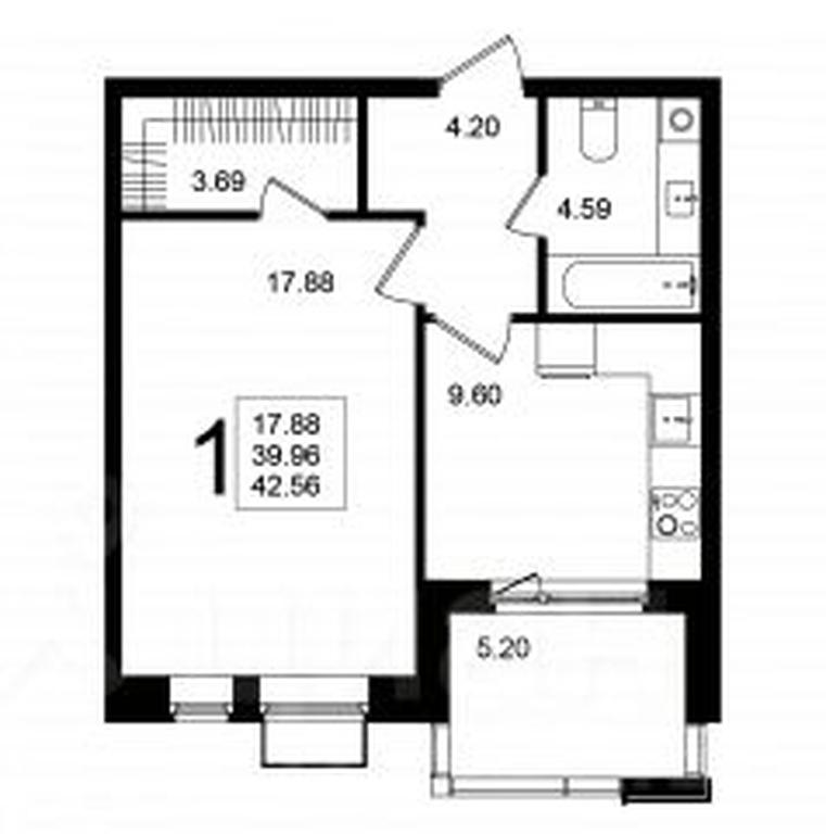 Apartment Sale, 42.6 sq. m. at Mishino-2, Ozyornaya Street, Khimki, Moscow Region, Russia #1