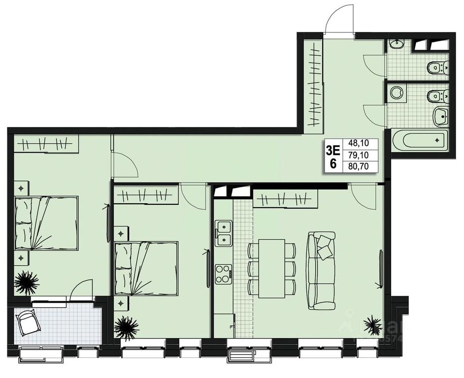 2-BD Apartment Sale, 78.6 sq. m. at Atlantis, Novomytischinsky Avenue, Mytischi, Moscow Region, Russia #1 2-BD Apartment Sale, 78.6 sq. m. at Atlantis, Novomytischinsky Avenue, Mytischi, Moscow Region, Russia #1