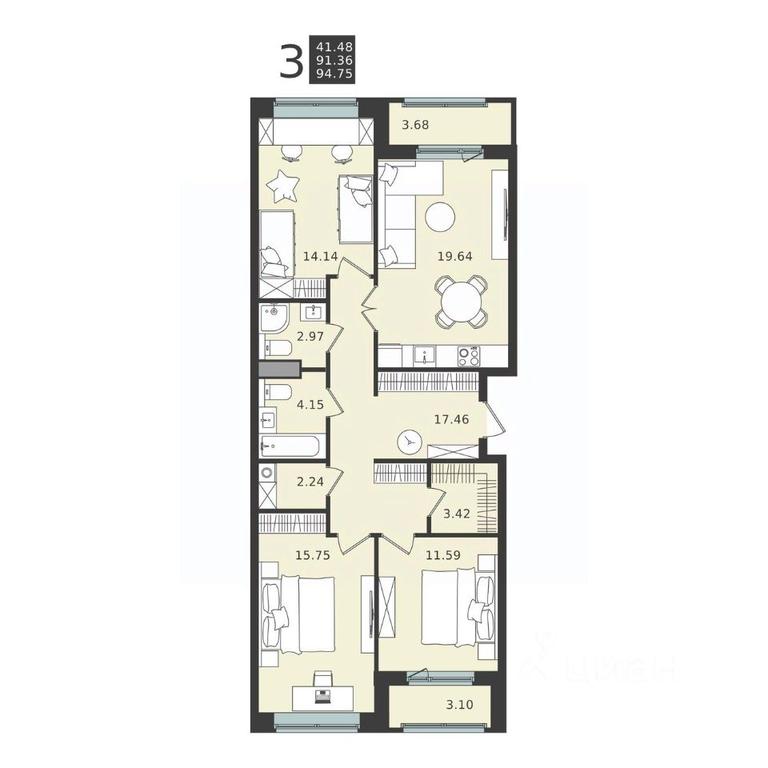 2-BD Apartment Sale, 94.75 sq. m. at Mishino-2, Ozyornaya Street, Khimki, Moscow Region, Russia #2 2-BD Apartment Sale, 94.75 sq. m. at Mishino-2, Ozyornaya Street, Khimki, Moscow Region, Russia #2