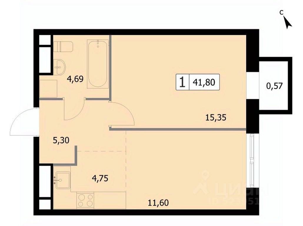 Apartment Sale, 41.8 sq. m. at SELF (Self), 3rd Grazhdanskaya Street, 35, Moscow, Russia #1 Apartment Sale, 41.8 sq. m. at SELF (Self), 3rd Grazhdanskaya Street, 35, Moscow, Russia #1