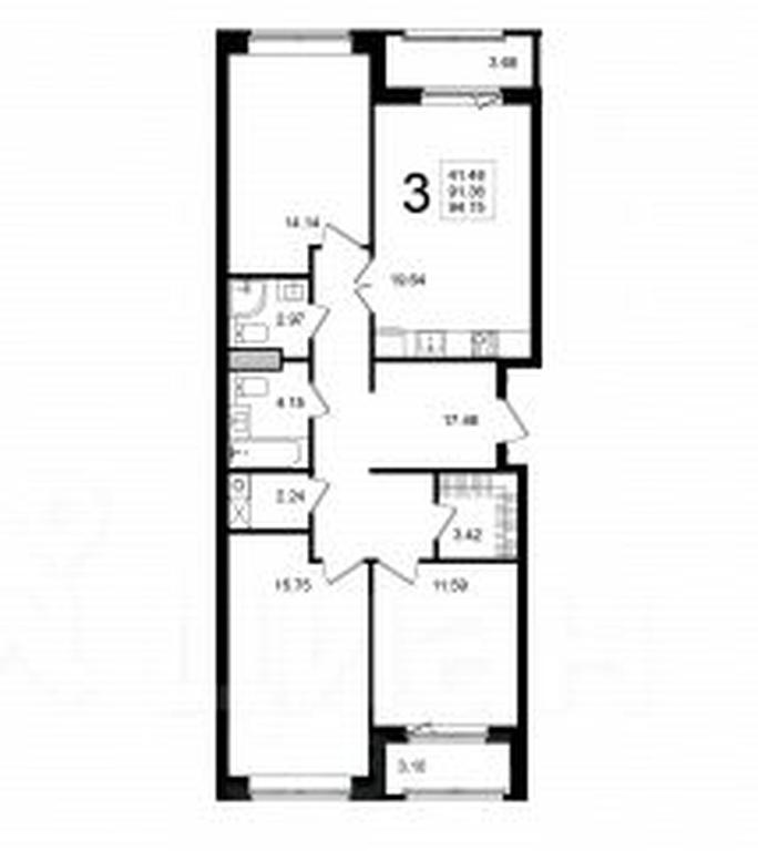 2-BD Apartment Sale, 94.75 sq. m. at Mishino-2, Ozyornaya Street, Khimki, Moscow Region, Russia #1