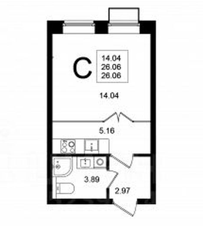 Apartment Sale, 26.06 sq. m. at Mishino-2, Ozyornaya Street, Khimki, Moscow Region, Russia #1