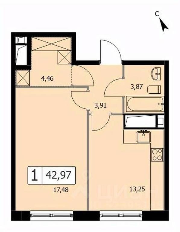 Apartment Sale, 43.1 sq. m. at SELF (Self), 3rd Grazhdanskaya Street, 35, Moscow, Russia #1 Apartment Sale, 43.1 sq. m. at SELF (Self), 3rd Grazhdanskaya Street, 35, Moscow, Russia #1
