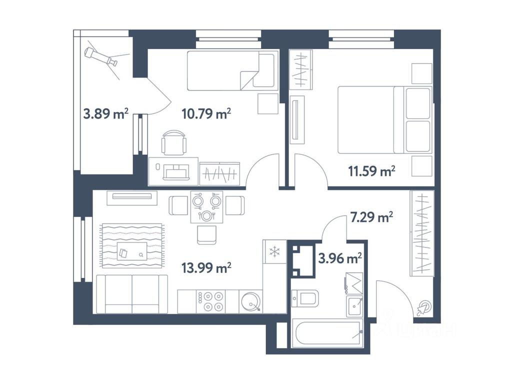2-BD Apartment Sale, 49.57平方米 at Svetly mir Stantsiya L, Lyublinskaya Street, Moscow, Russia #1 2-BD Apartment Sale, 49.57平方米 at Svetly mir Stantsiya L, Lyublinskaya Street, Moscow, Russia #1