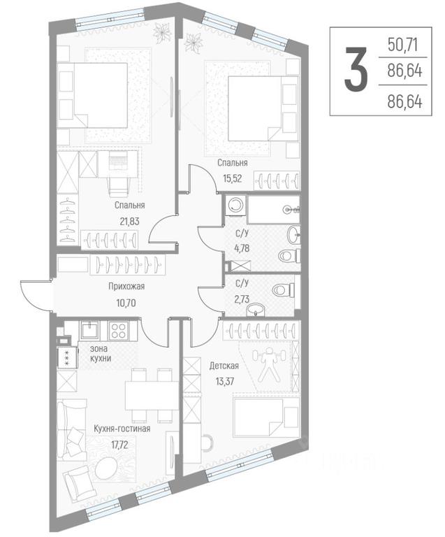 2-BD Apartment Sale, 86.4 sq. m. at Elyon, zhiloy kompleks Elyon, derevnya Kryukovo, Odintsovskiy Urban District, Moscow Region, Russia #2 2-BD Apartment Sale, 86.4 sq. m. at Elyon, zhiloy kompleks Elyon, derevnya Kryukovo, Odintsovskiy Urban District, Moscow Region, Russia #2