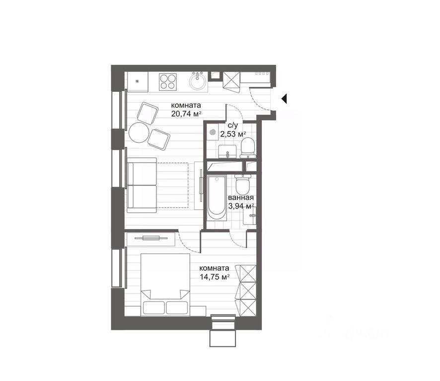 Apartment Sale, 41.96 sq. m. at MFK CITIMIX Novokosino, Nikolaya Starostina Street, вл14, Moscow, Russia #2
