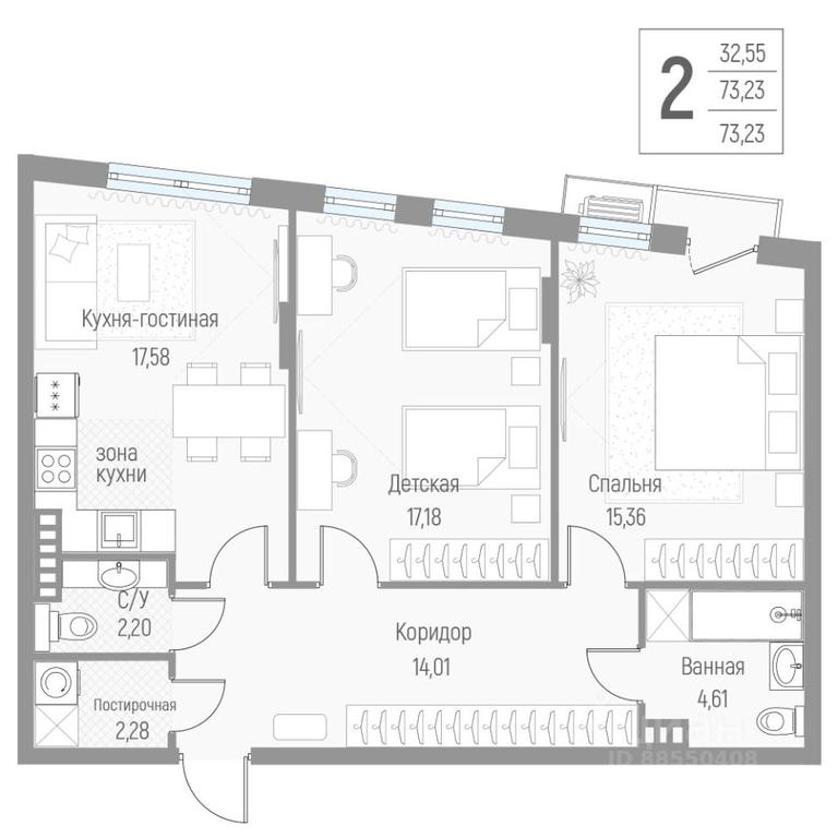 1-BD Apartment Sale, 73.3 sq. m. at Elyon, zhiloy kompleks Elyon, derevnya Kryukovo, Odintsovskiy Urban District, Moscow Region, Russia #1 1-BD Apartment Sale, 73.3 sq. m. at Elyon, zhiloy kompleks Elyon, derevnya Kryukovo, Odintsovskiy Urban District, Moscow Region, Russia #1