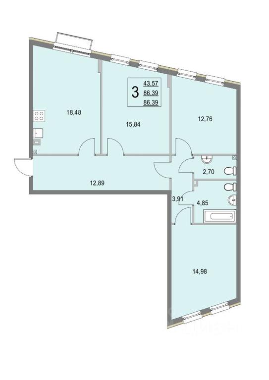 2-BD Apartment Sale, 86.4 sq. m. at Elyon, zhiloy kompleks Elyon, derevnya Kryukovo, Odintsovskiy Urban District, Moscow Region, Russia #1