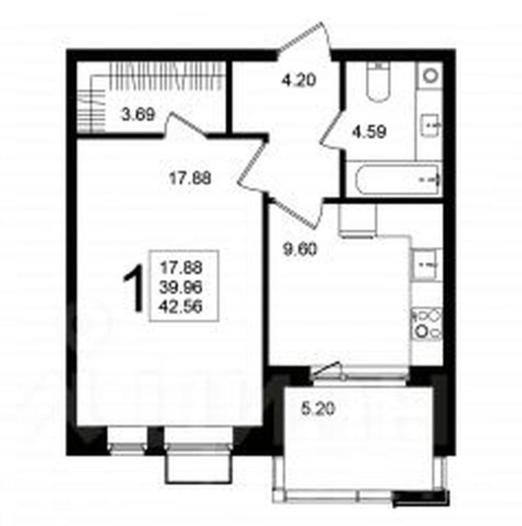 Apartment Sale, 42.6 sq. m. at Mishino-2, Ozyornaya Street, Khimki, Moscow Region, Russia #1