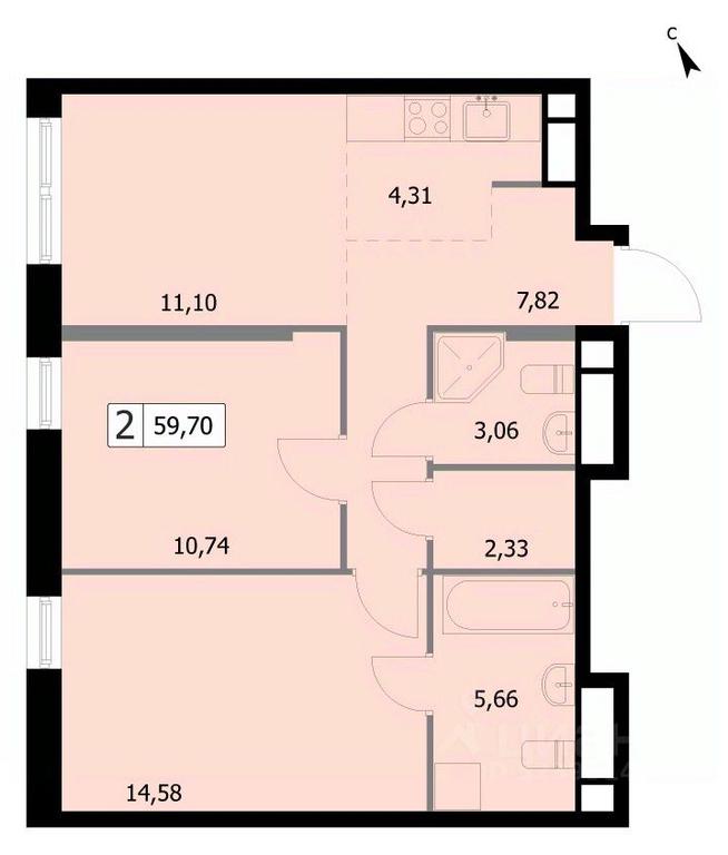 1-BD Apartment Sale, 59.7 sq. m. at SELF (Self), 3rd Grazhdanskaya Street, 35, Moscow, Russia #1 1-BD Apartment Sale, 59.7 sq. m. at SELF (Self), 3rd Grazhdanskaya Street, 35, Moscow, Russia #1