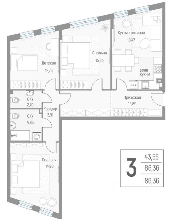 2-BD Apartment Sale, 86.2平方米 at Elyon, zhiloy kompleks Elyon, derevnya Kryukovo, Odintsovskiy Urban District, Moscow Region, Russia #1 2-BD Apartment Sale, 86.2平方米 at Elyon, zhiloy kompleks Elyon, derevnya Kryukovo, Odintsovskiy Urban District, Moscow Region, Russia #1