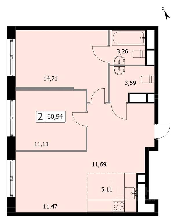 1-BD Apartment Sale, 61.3 sq. m. at SELF (Self), 3rd Grazhdanskaya Street, 35, Moscow, Russia #1 1-BD Apartment Sale, 61.3 sq. m. at SELF (Self), 3rd Grazhdanskaya Street, 35, Moscow, Russia #1