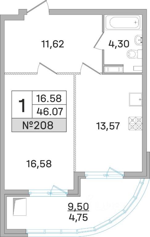 Apartment Sale, 46.1 sq. m. at Dom-Megalit v Korolyove, Kalinina Street, 11, Korolyov, Moscow Region, Russia #1 Apartment Sale, 46.1 sq. m. at Dom-Megalit v Korolyove, Kalinina Street, 11, Korolyov, Moscow Region, Russia #1