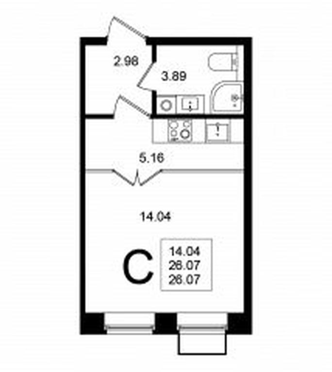 Apartment Sale, 26.07 sq. m. at Mishino-2, Ozyornaya Street, Khimki, Moscow Region, Russia #1
