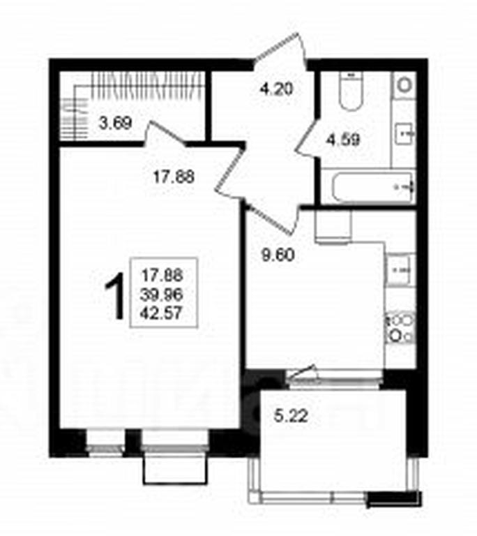 Apartment Sale, 42.57 sq. m. at Mishino-2, Ozyornaya Street, Khimki, Moscow Region, Russia #1
