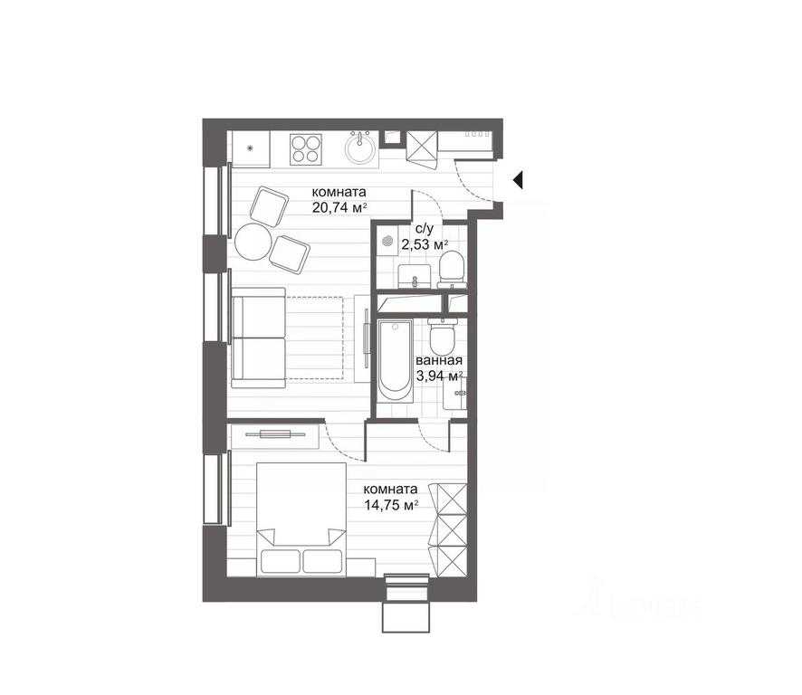 Apartment Sale, 41.96 sq. m. at MFK CITIMIX Novokosino, Nikolaya Starostina Street, вл14, Moscow, Russia #2