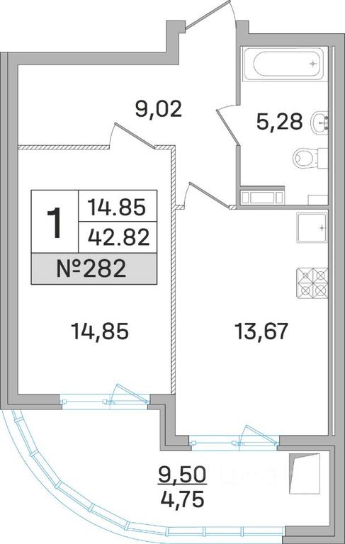 Apartment Sale, 42.5 sq. m. at Dom-Megalit v Korolyove, Kalinina Street, 11, Korolyov, Moscow Region, Russia #1 Apartment Sale, 42.5 sq. m. at Dom-Megalit v Korolyove, Kalinina Street, 11, Korolyov, Moscow Region, Russia #1